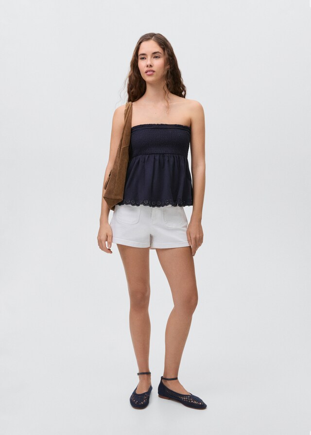 Mango Gerafftes Rüschentop