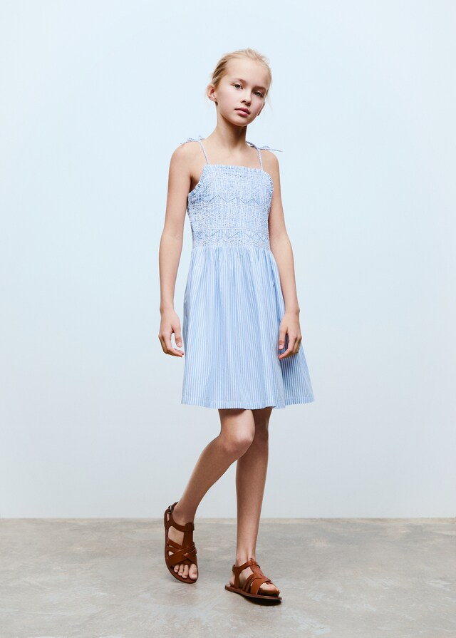 Mango Gerafftes Streifenkleid