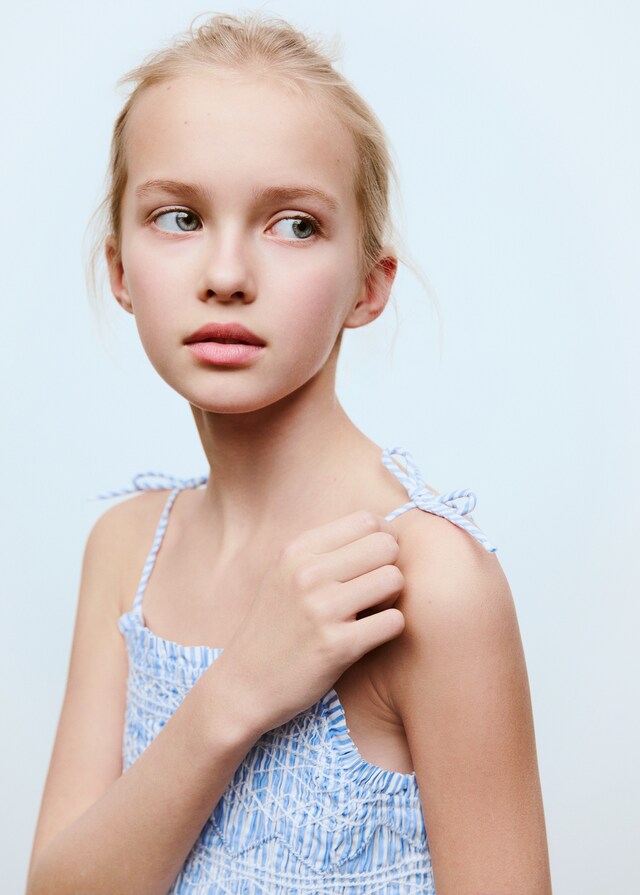 Mango Gerafftes Streifenkleid