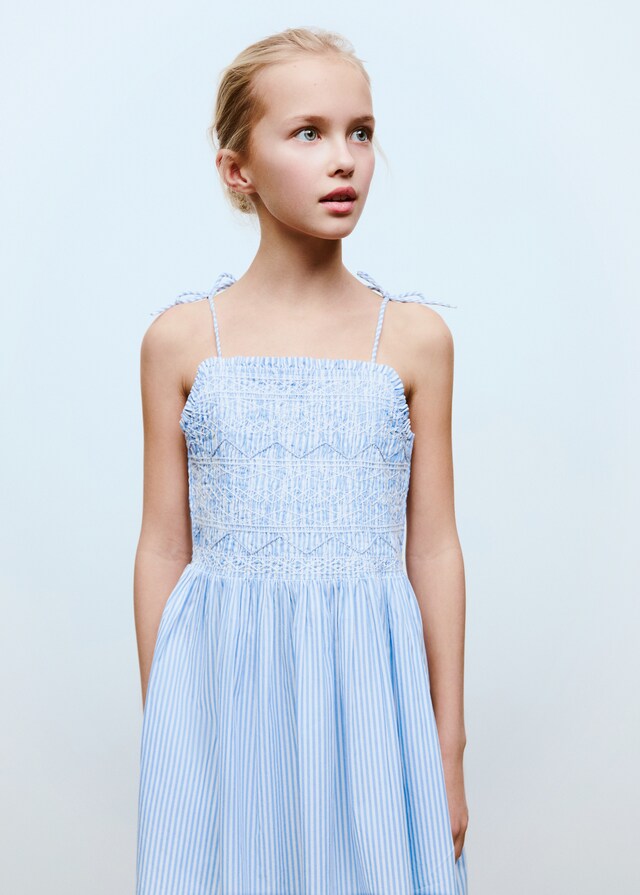 Mango Gerafftes Streifenkleid