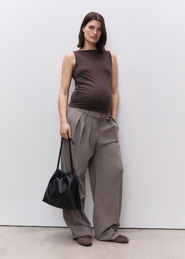 Mango Gerafftes Top Mit Bateau-Ausschnitt