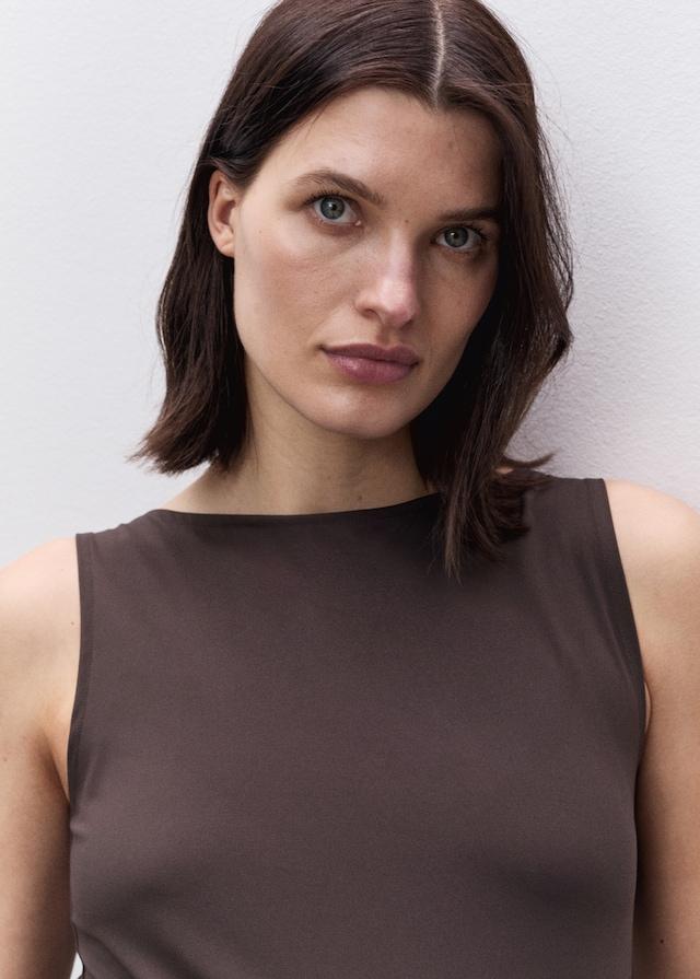 Mango Gerafftes Top Mit Bateau-Ausschnitt