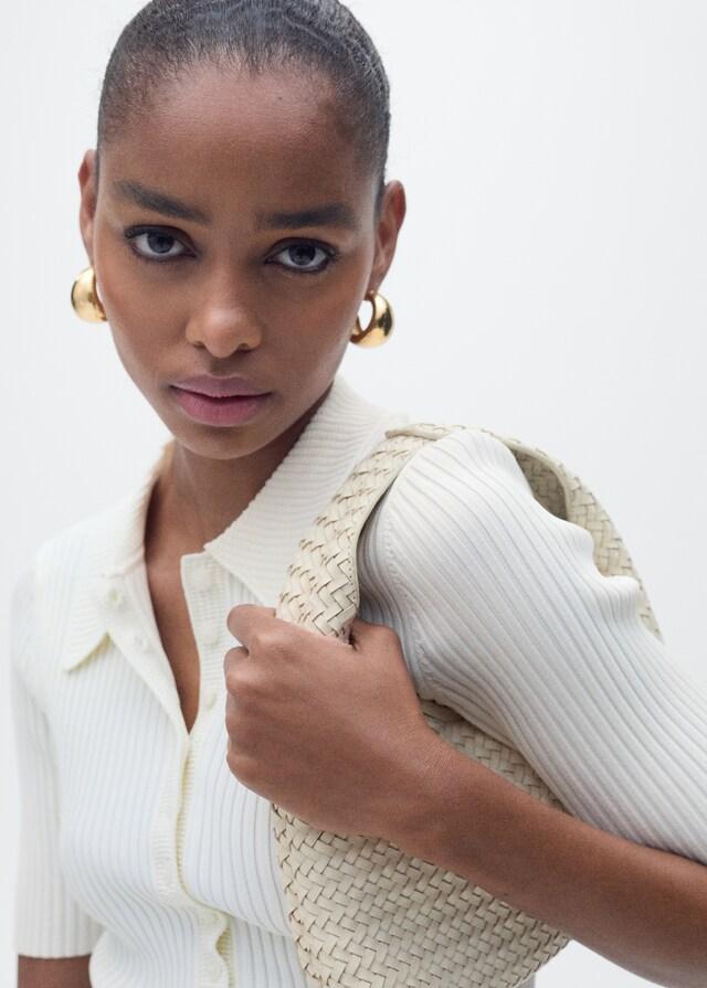 Mango Gerippter Pullover Mit Polo-Kragen