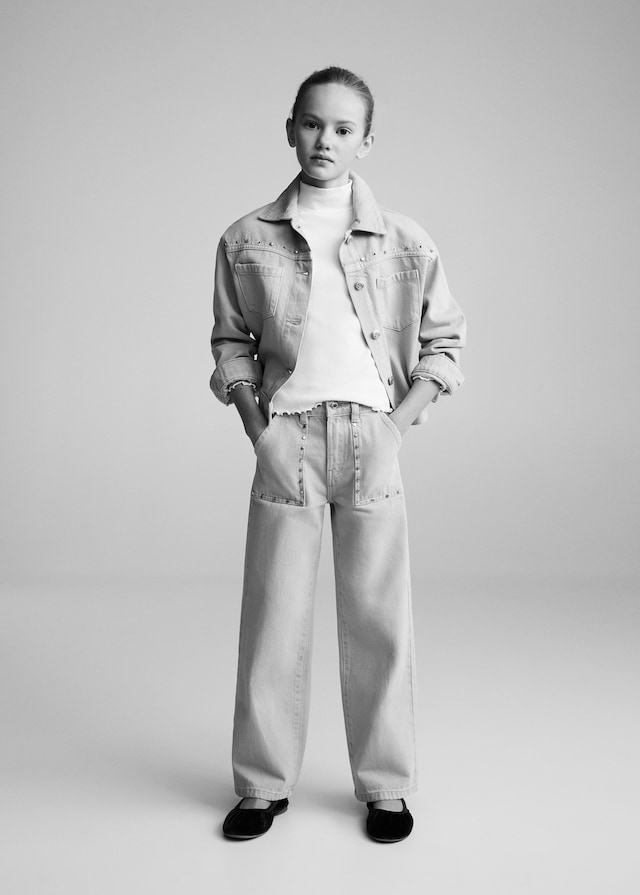 Mango Geripptes T-Shirt Mit Hohem Kragen