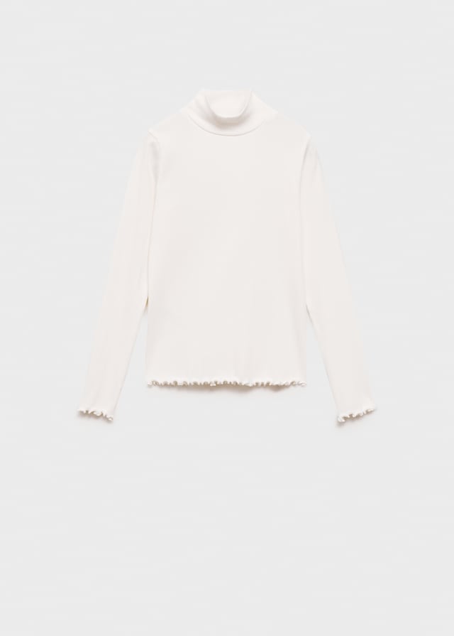 Mango Geripptes T-Shirt Mit Hohem Kragen