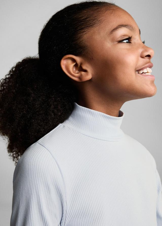 Mango Geripptes T-Shirt Mit Hohem Kragen