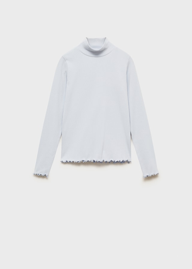 Mango Geripptes T-Shirt Mit Hohem Kragen