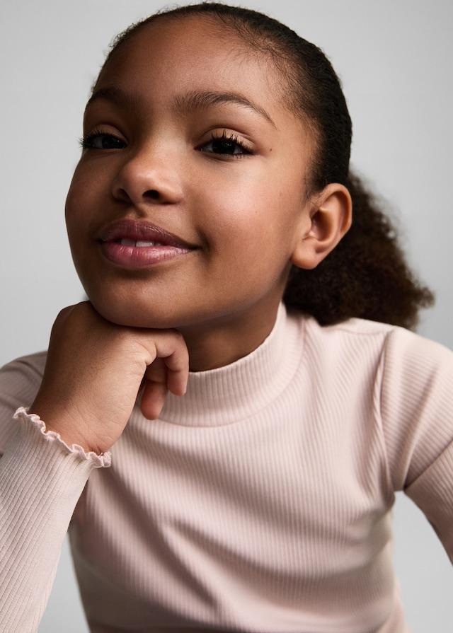 Mango Geripptes T-Shirt Mit Hohem Kragen