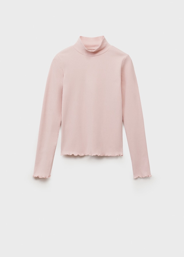 Mango Geripptes T-Shirt Mit Hohem Kragen