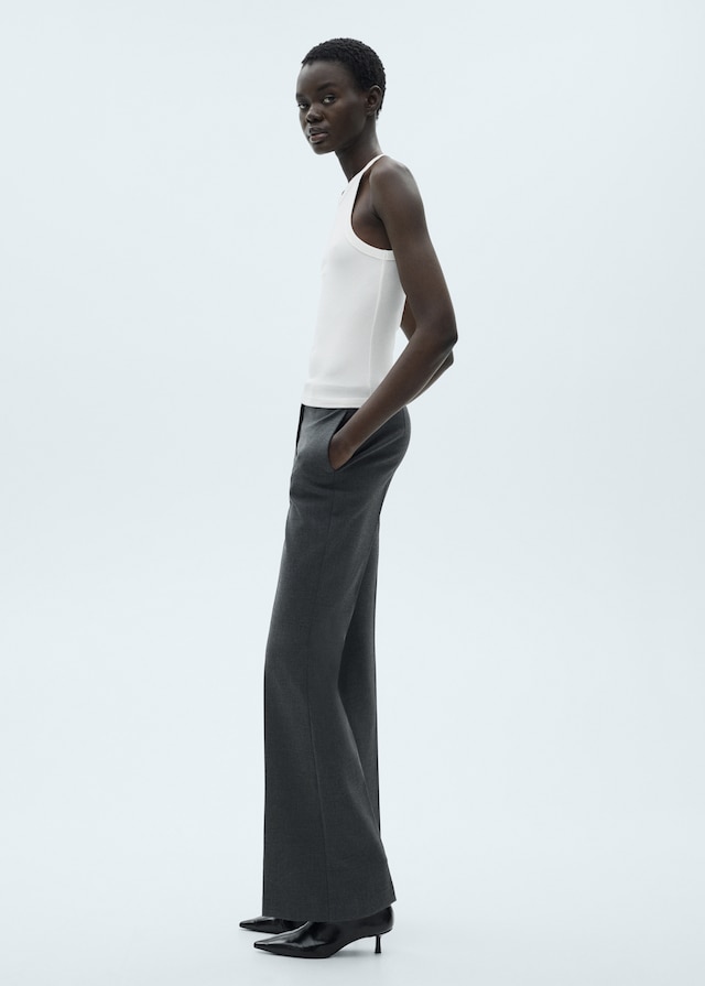 Mango Geripptes Top Aus Baumwoll-Mix