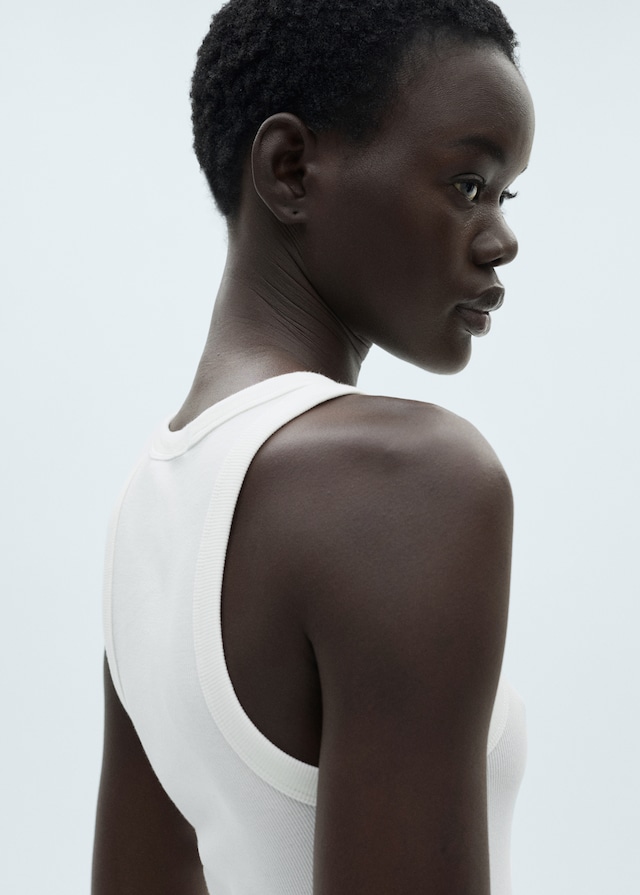 Mango Geripptes Top Aus Baumwoll-Mix