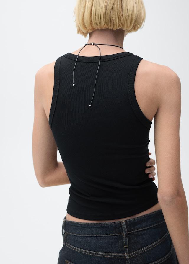 Mango Geripptes Top Aus Baumwoll-Mix