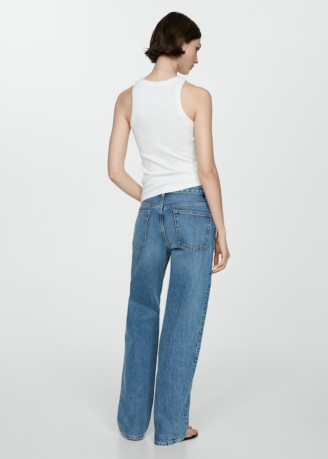 Mango Geripptes Top Aus Baumwoll-Mix