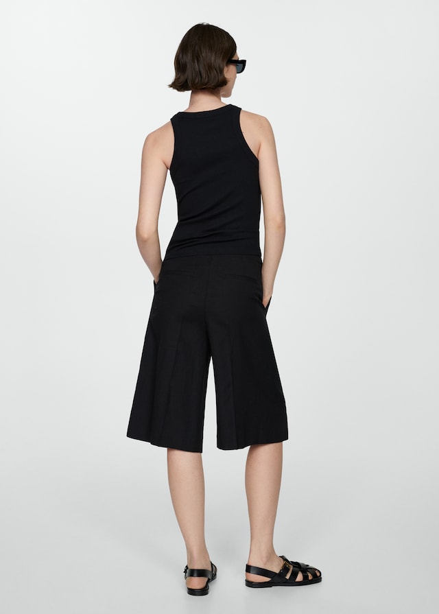 Mango Geripptes Top Aus Baumwoll-Mix