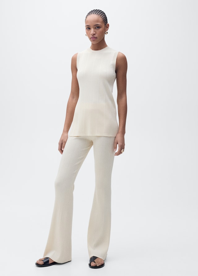 Mango Geripptes Top Mit Schlitzen