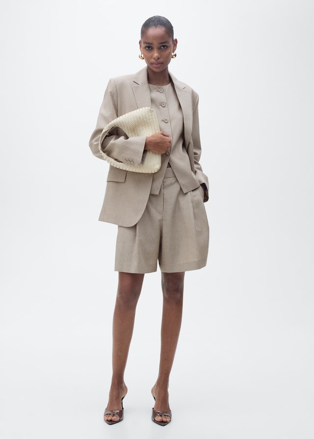 Mango Gestreifte Anzug-Bermudashorts