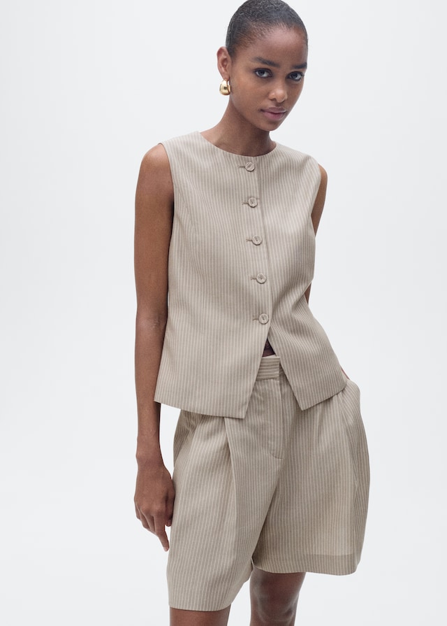 Mango Gestreifte Anzug-Bermudashorts