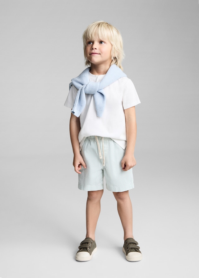 Mango Gestreifte Bermudashorts Mit Kordelzug