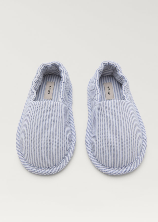 Mango Gestreifte Hausschuhe Aus Baumwolle