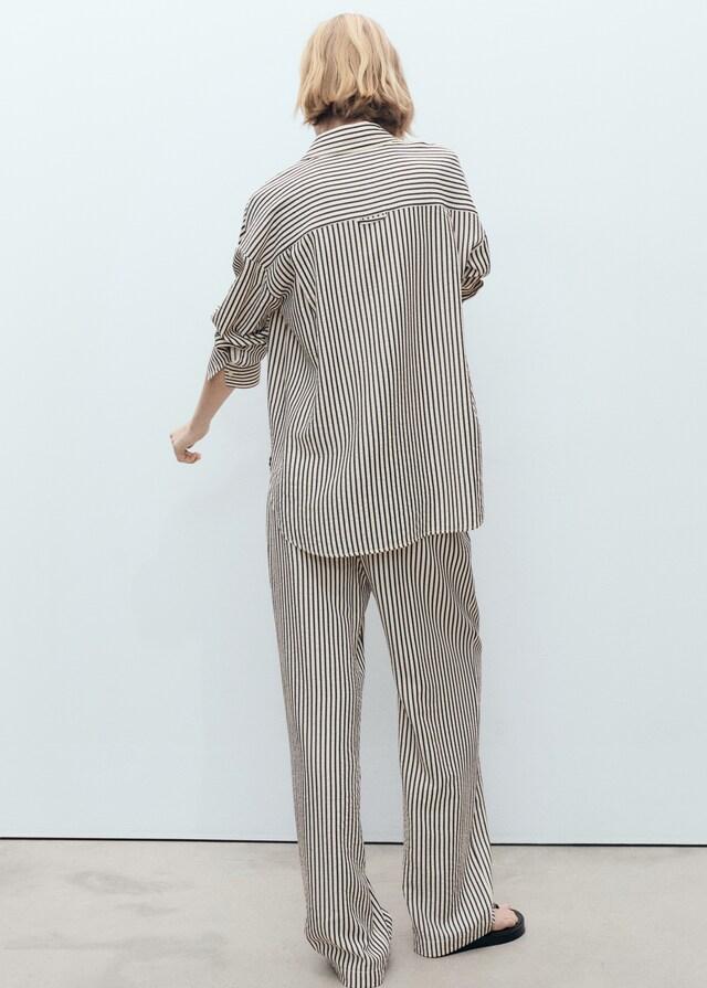 Mango Gestreifte Hose Mit Texturmuster