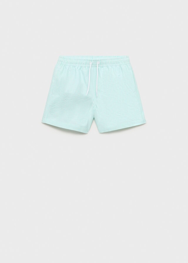 Mango Gestreifte Seersucker-Badeshorts