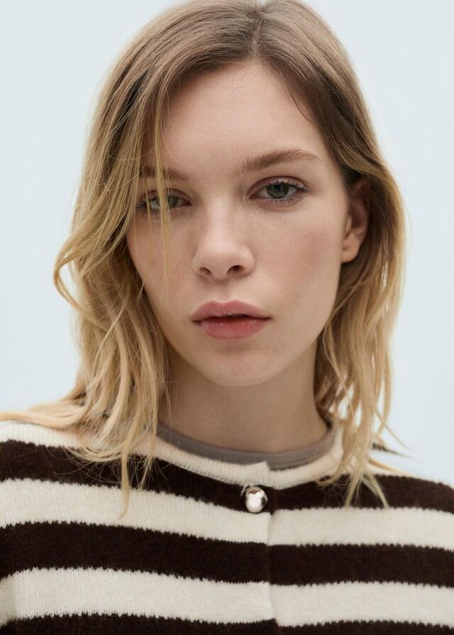 Mango Gestreifter Cardigan Mit Knöpfen