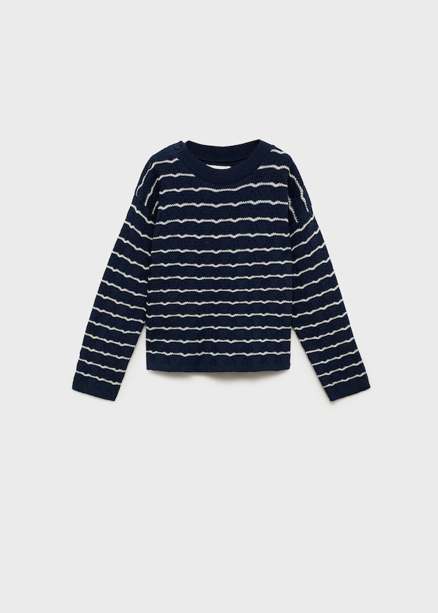 Mango Gestreifter Lochstrickpullover