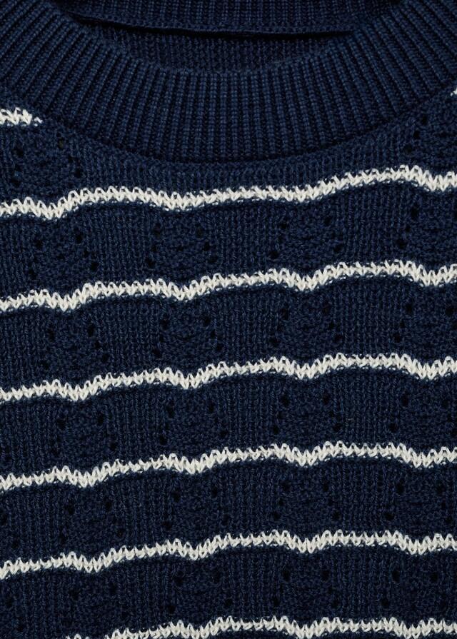 Mango Gestreifter Lochstrickpullover