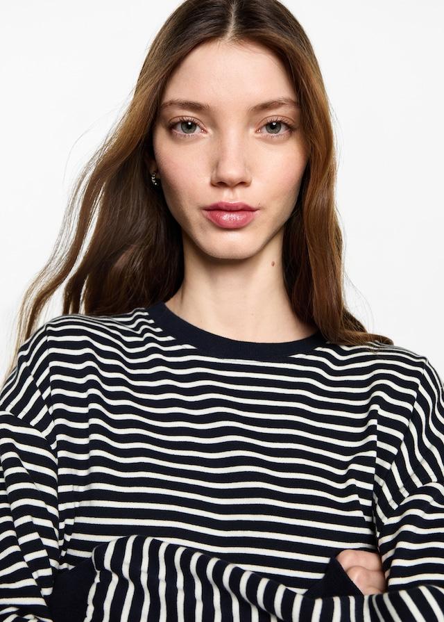 Mango Gestreiftes Baumwoll-Sweatshirt