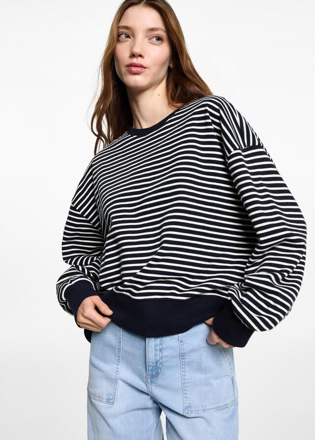 Mango Gestreiftes Baumwoll-Sweatshirt