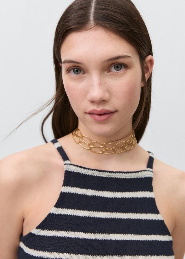 Mango Gestreiftes Neckholder-Top