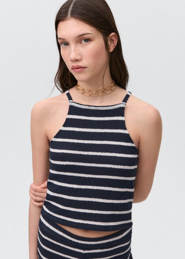 Mango Gestreiftes Neckholder-Top