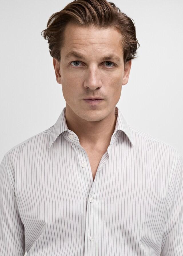 Mango Gestreiftes Oberhemd Aus 100 % Baumwolle