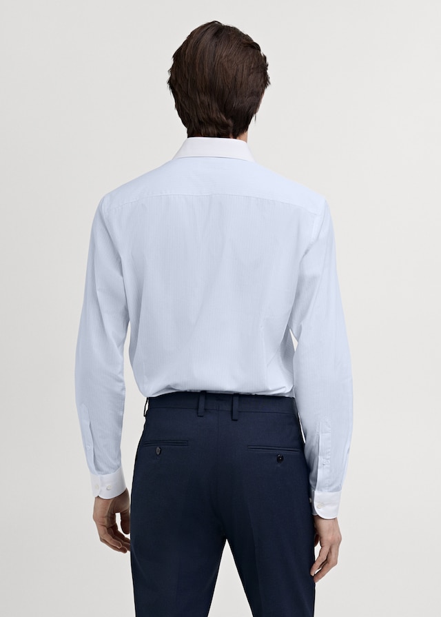 Mango Gestreiftes Oberhemd Mit Kontrastkragen