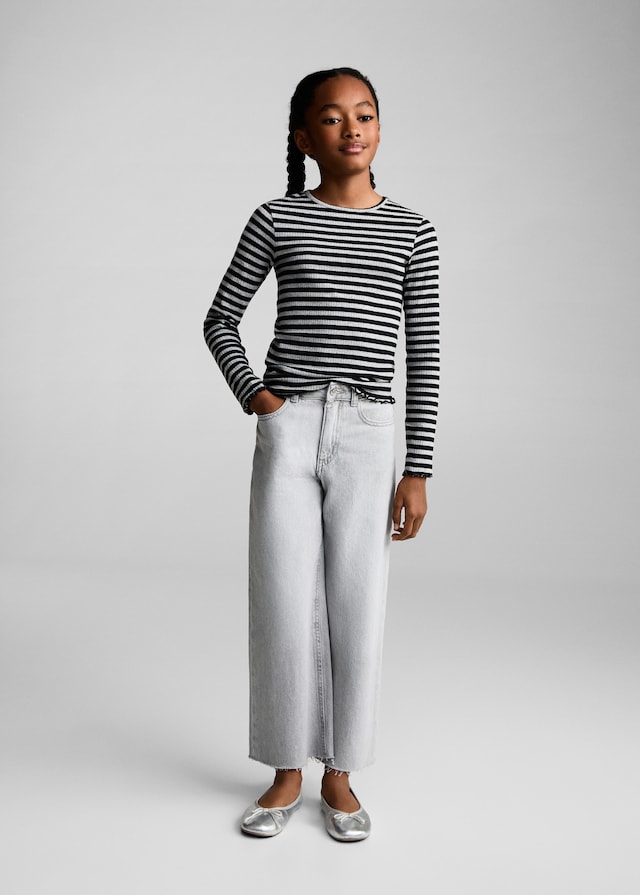 Mango Gestreiftes Rippen-T-Shirt