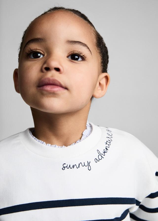 Mango Gestreiftes Sweatshirt Mit Text