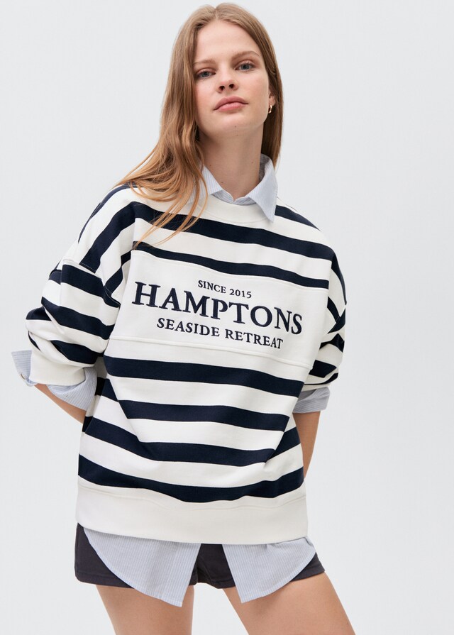 Mango Gestreiftes Sweatshirt mit Text