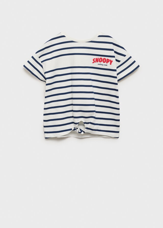 Mango Gestreiftes T-Shirt Snoopy Mit Knotendetail