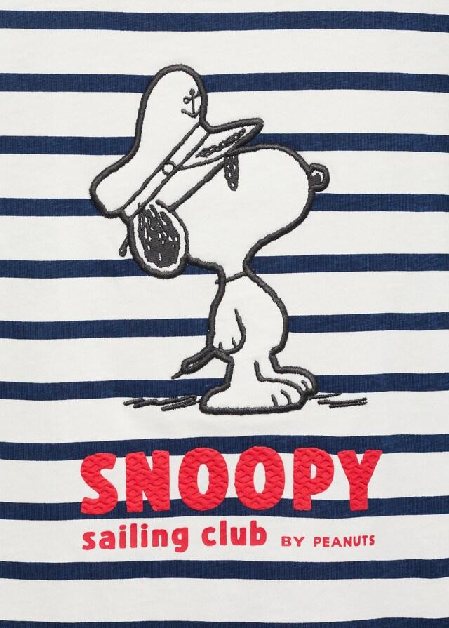 Mango Gestreiftes T-Shirt Snoopy Mit Knotendetail