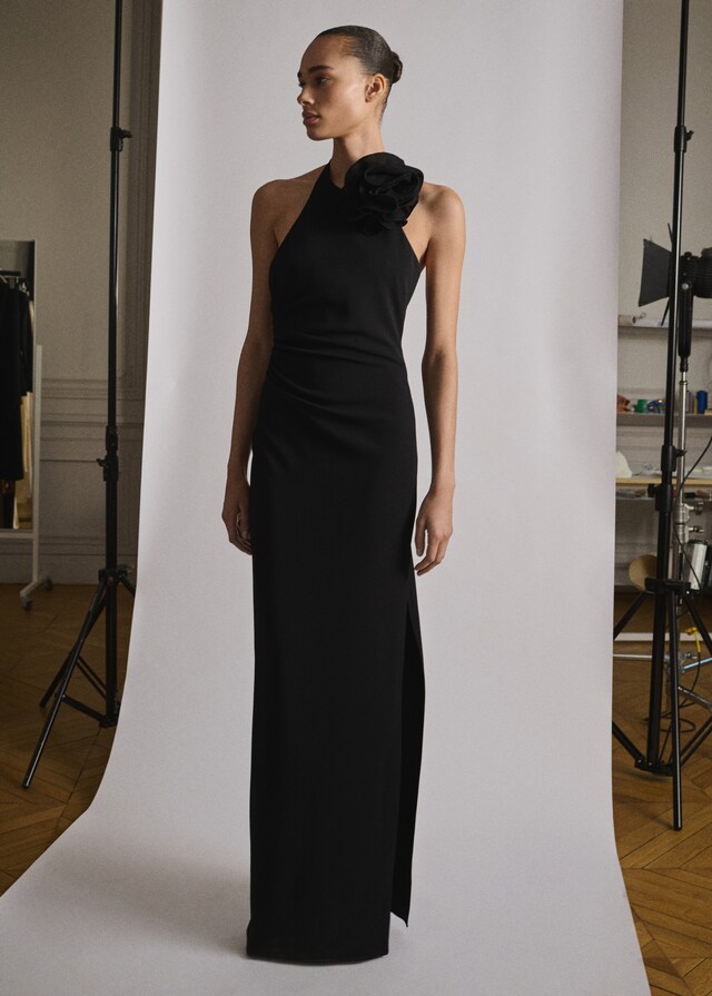 Mango Halterkleid Mit Blumenschmuck