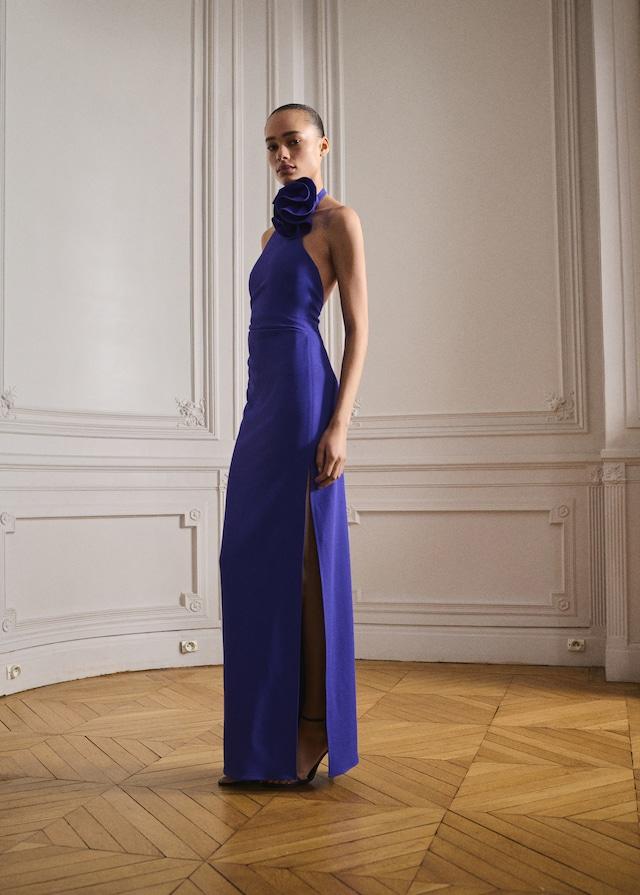 Mango Halterkleid Mit Blumenschmuck