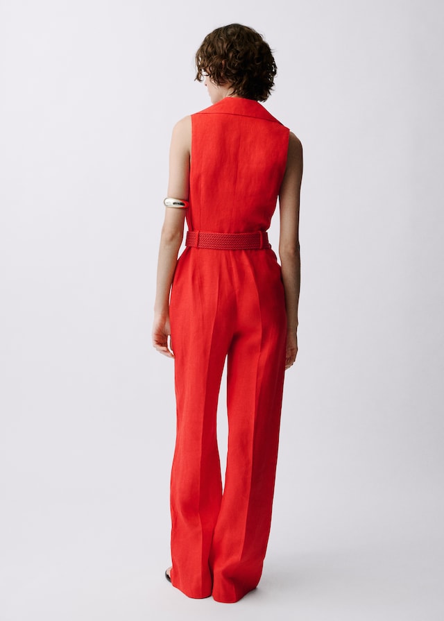 Mango Hemdblusen-Jumpsuit Aus Leinen Mit Gürtel