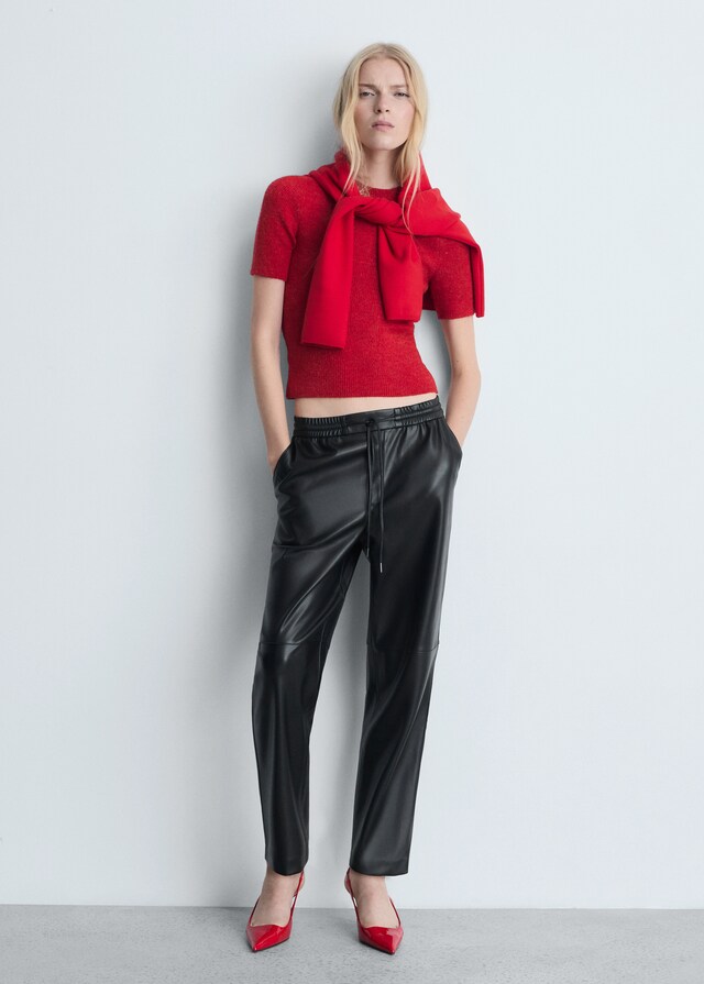 Mango Hose Mit Stretchbund Und Leder-Effekt