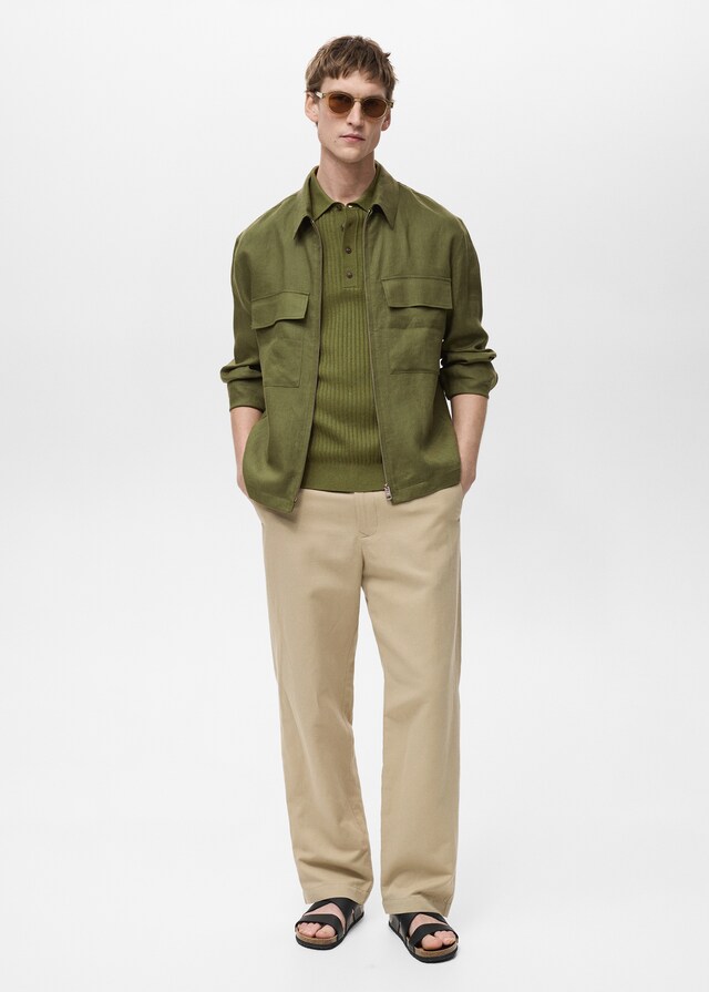 Mango Jacke Aus 100 % Leinen Mit Taschen