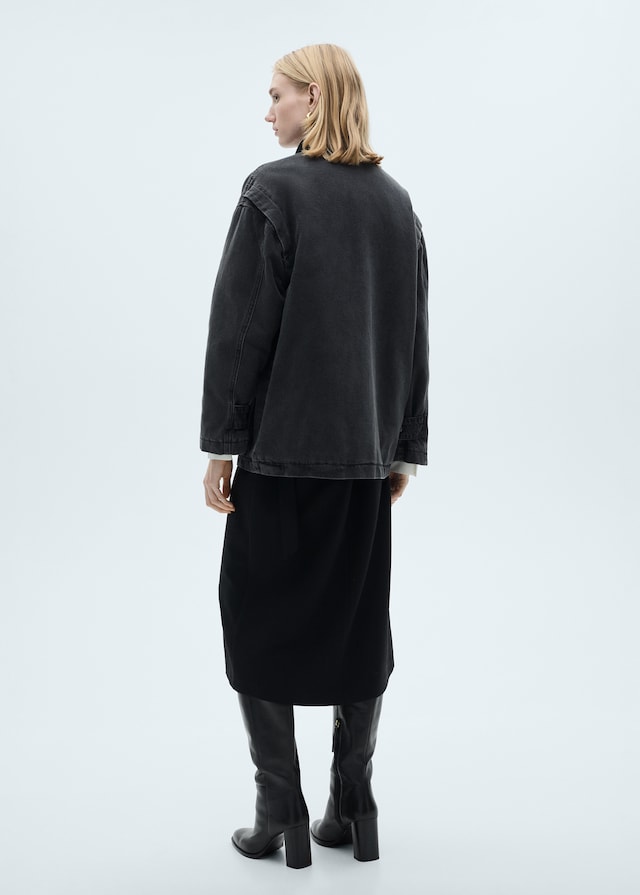 Mango Jacke Mit Taschen Und Cordkragen