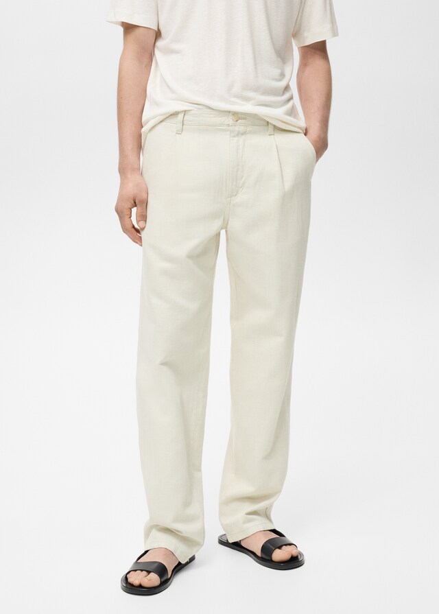 Mango Jeans Baumwolle Leinen Falten regular fit