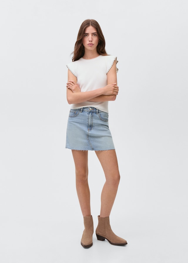 Mango Jeans-Minirock Mit Ausgefranstem Saum