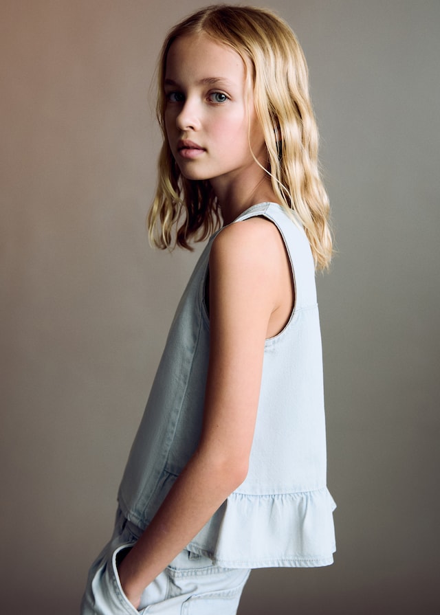 Mango Jeansbluse Mit Rüschen