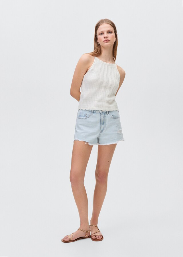 Mango Jeansshorts Mit Zierrissen