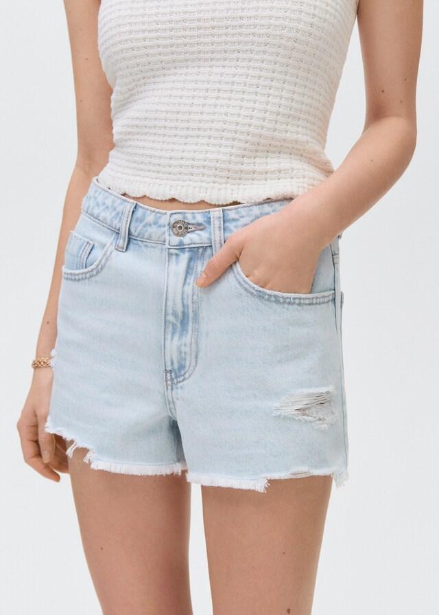Mango Jeansshorts mit Zierrissen